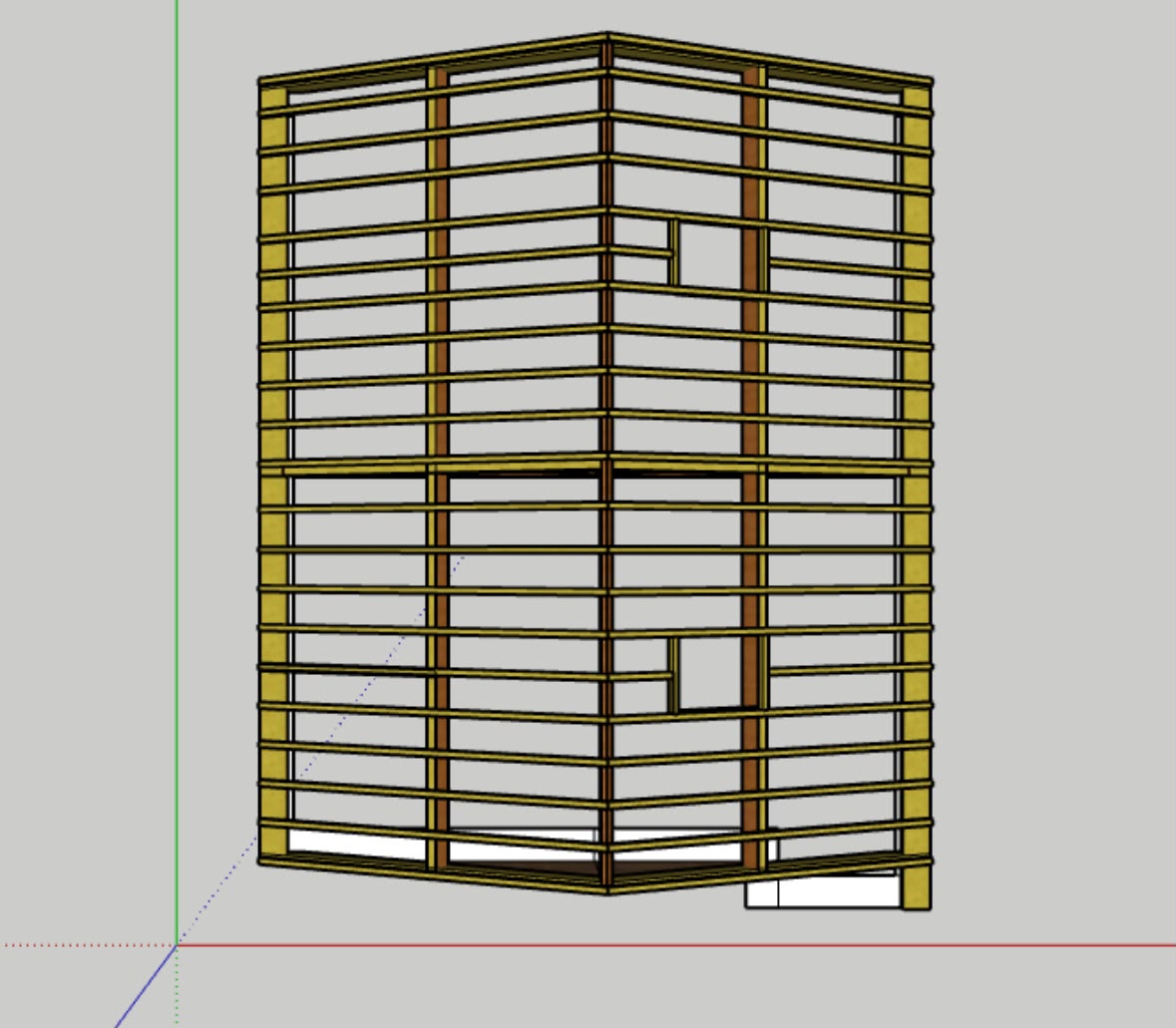 Plan 3D de l'ossature bois, modélisée avant le chantier par CF Couverture